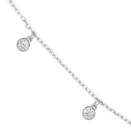 White Gold Dangling Cubic Zirconias Diamond By The Yard 17"necklace/07" Bracelet