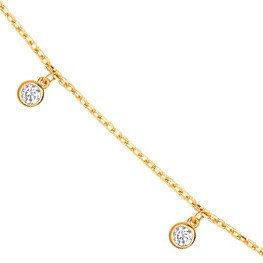 Yellow Gold Dangling Cubic Zirconias Diamond By The Yard 17"necklace/07" Bracelet - luxury watches London - Kensington jeweller
