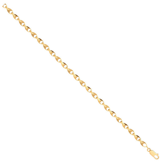 Yellow Gold Plain And Engraved 5mm Tulip Chain