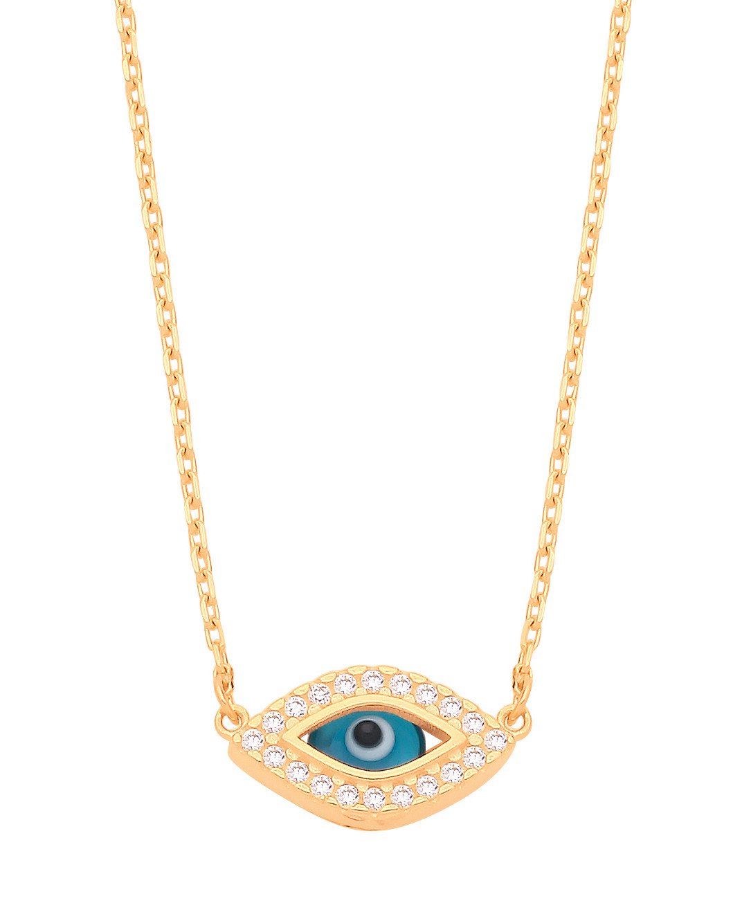 Yellow Gold Evil Eye 17" Necklace