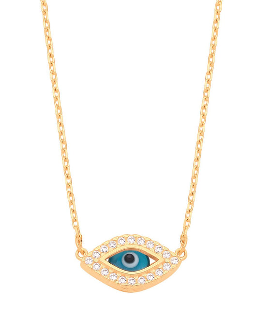 Yellow Gold Evil Eye 17" Necklace