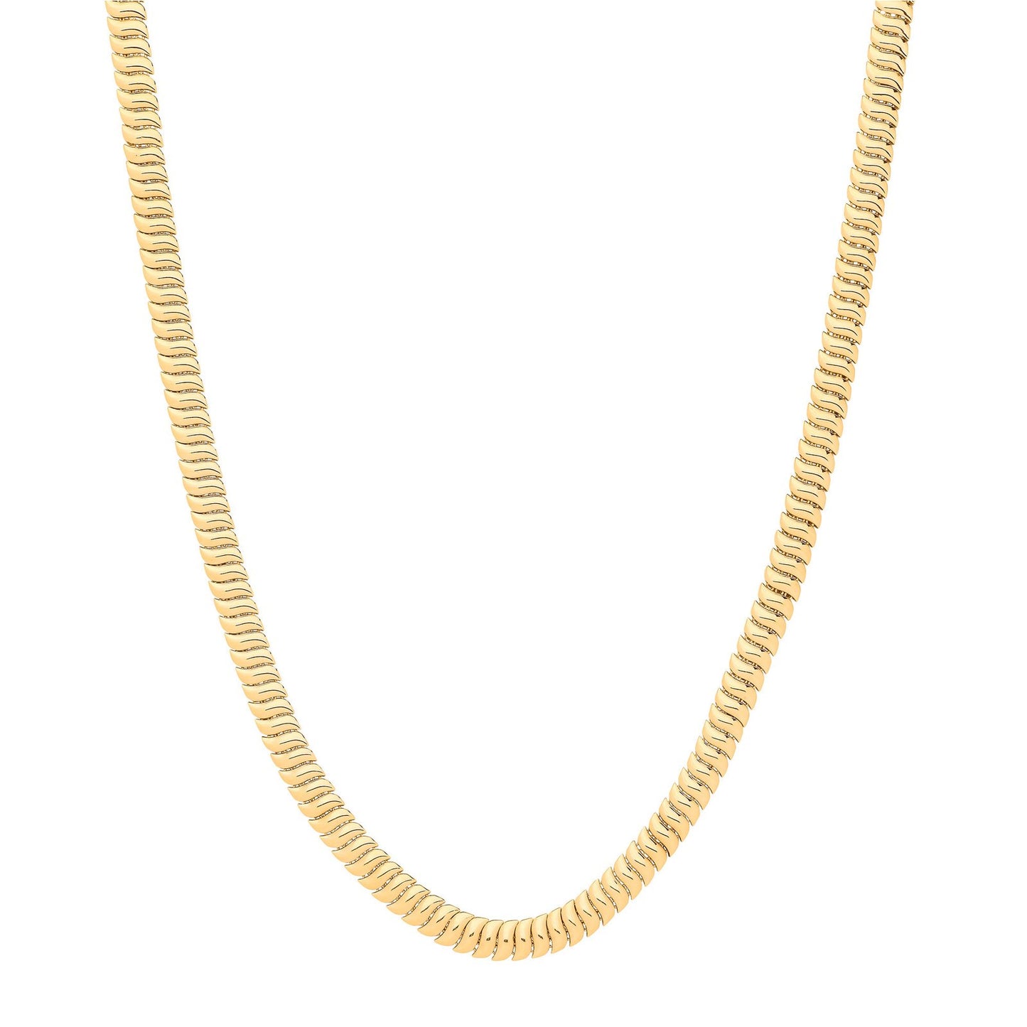Yellow Gold Ribbed 7mm Omega Snake Necklace/bracelet