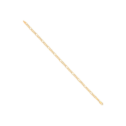 14ct Yellow Gold Hollow Beveled Figaro 3.4mm Chain