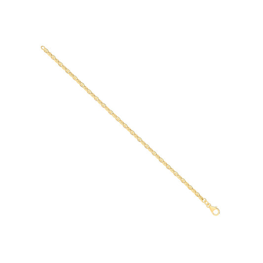 14ct Yellow Gold Hollow Oval Puff Marine 3.6mm Chain