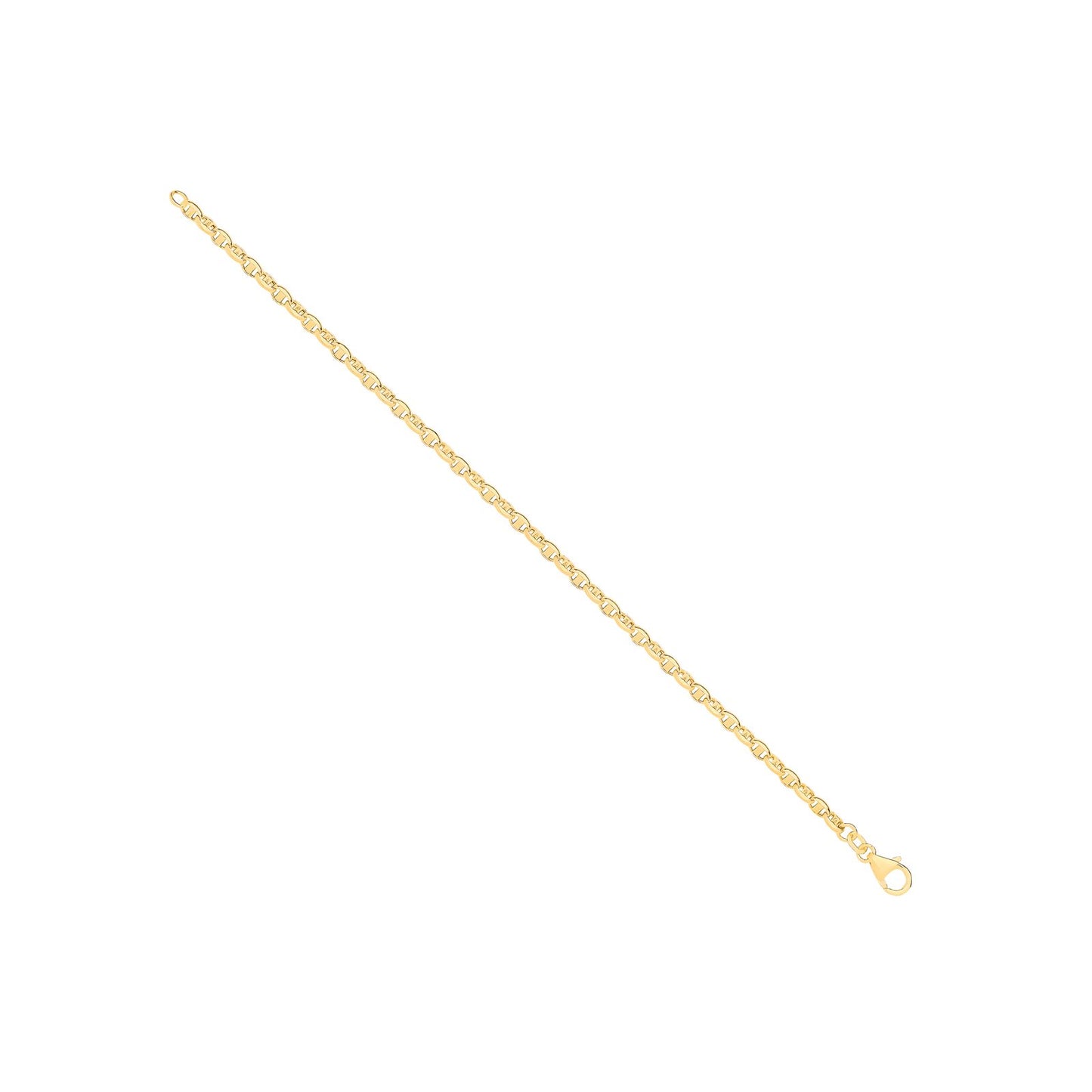 14ct Yellow Gold Hollow Oval Puff Marine 3.6mm Chain