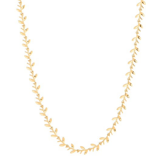 Yellow Gold Leaf With Olives Motif Necklace/bracelet