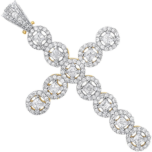 Yellow Gold P/c Cubic Zirconia Halo Style Setting Cross
