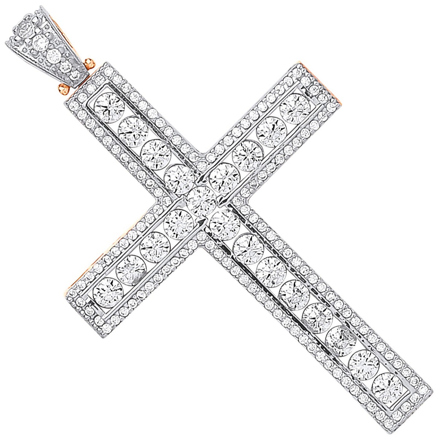 Yellow & White Gold Round Cubic Zirconia Cross