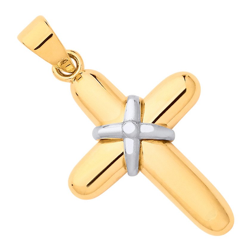 Y&white Gold Small Kiss Cross