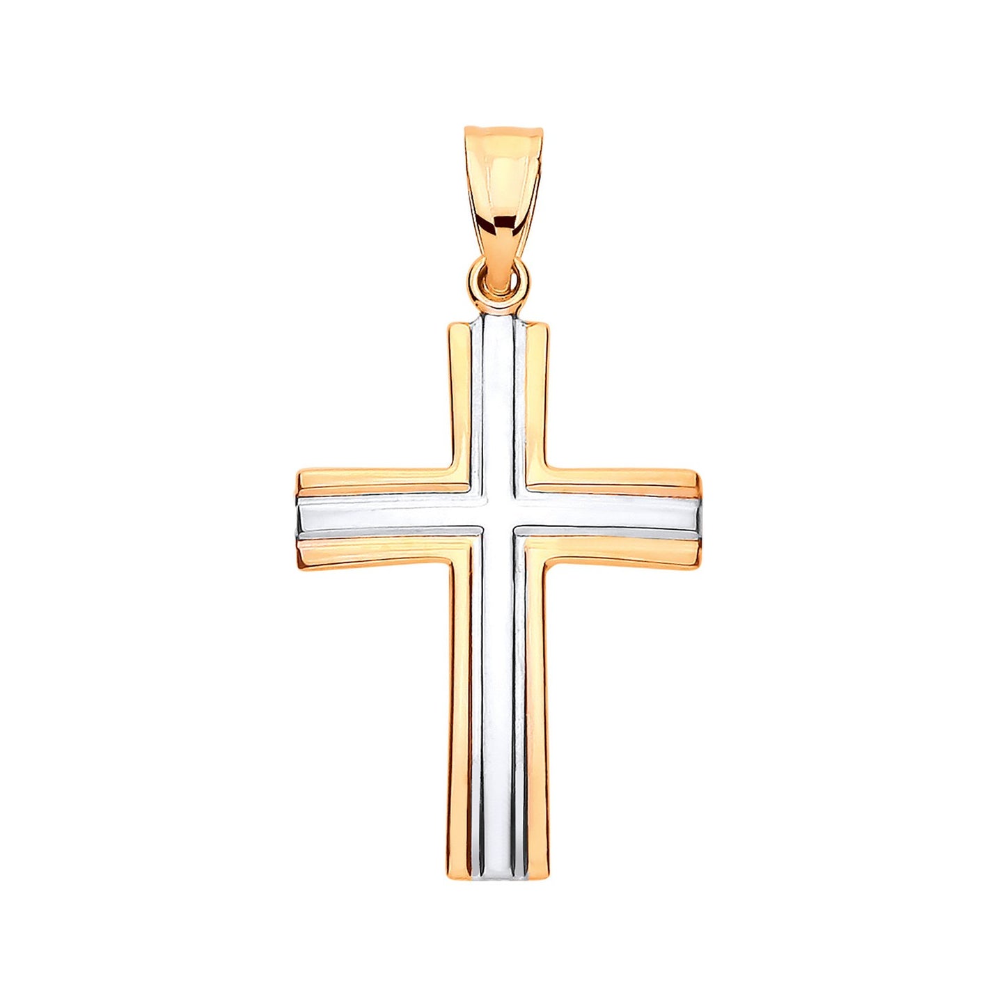 Yellow Gold Two Colour Hollow Cross