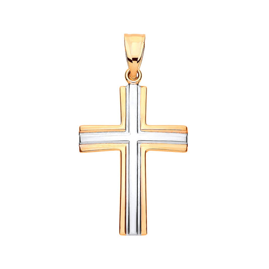 Yellow Gold Two Colour Hollow Cross