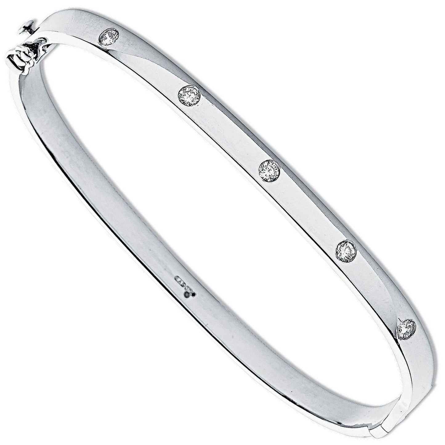 9ct White Gold 0.20ct 5 Stone Diamond Bangle - Luxury Watch - Certified Authentic - Swiss Mad – Luxury Watch by Imperi