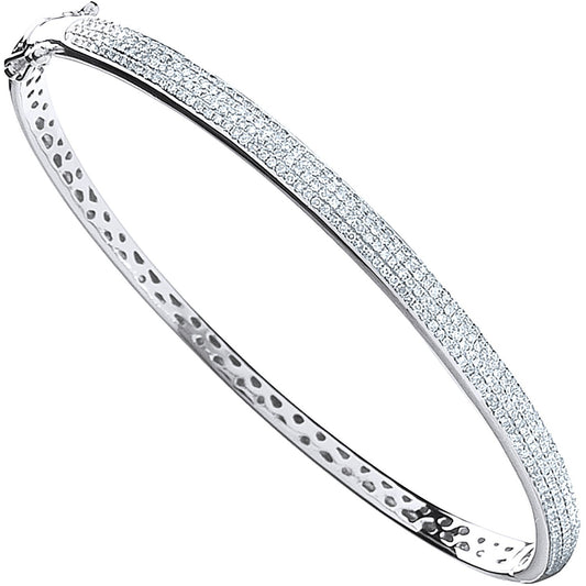 9ct White Gold 0.86ctw Pave Set Diamond Bangle - Luxury Watch - Certified Authentic – Luxury Watch by Imperial Time UK