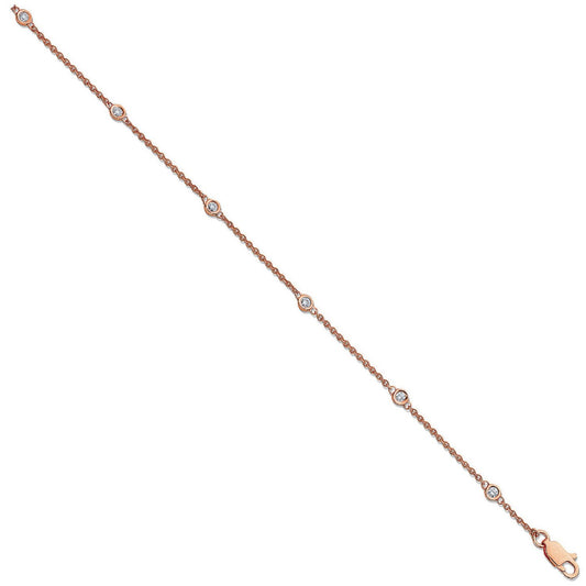 18ct Rose Gold 0.20ct Diamond By The Yard Rubover Bracelet
