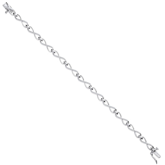 9ct White Gold 0.25ct Diamond Infinity Link Bracelet - Fine Bracelet - Certified Authentic – Luxury Jewellery by Imper