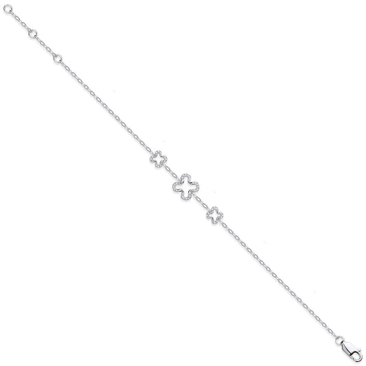 9ct White Gold Four Leaf Clover 0.11ctw Diamond Bracelet - Fine Bracelet - Certified Authenti – Luxury Jewellery by Im