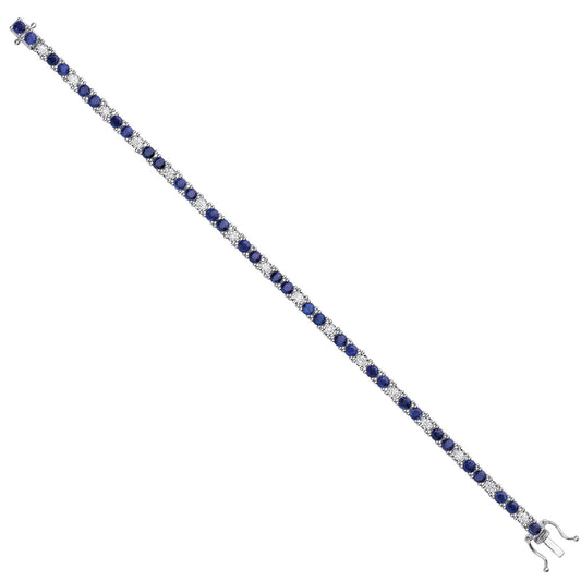 18ct White Gold 0.80ct Diamond & 5.00ct Sapphire Bracelet