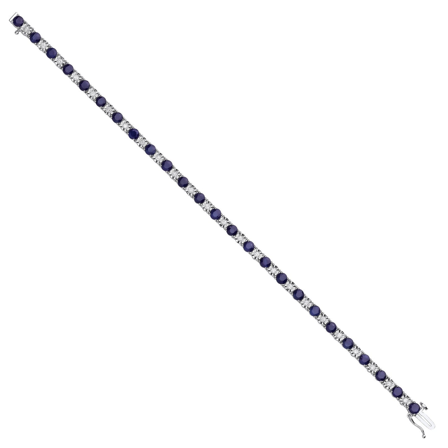 18ct White Gold 0.54ct Diamond & 5.30ct Sapphire Bracelet