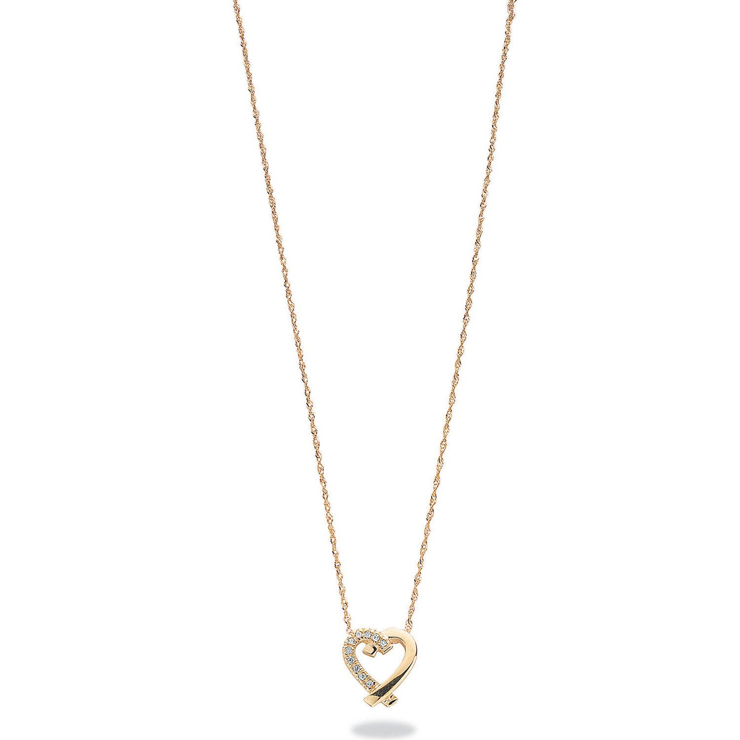 9ct Yellow Gold 0.05ct Diamond Heart Pendant with 18in/45cm Chain - Fine Necklace - Certified – Luxury Jewellery by Im