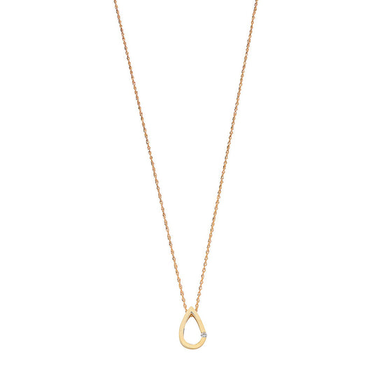 9ct Yellow Gold 0.04ct Diamond Tear Drop Pendant with 18in/45cm Chain - Fine Necklace – Luxury Jewellery by Imperial T