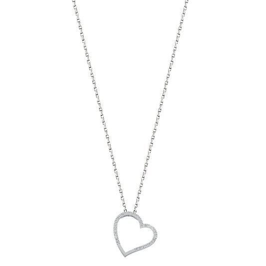 9ct White Gold 0.12ct Diamond Heart Pendant with 18in/45cm Chain - Fine Necklace - Certified – Luxury Jewellery by Imp