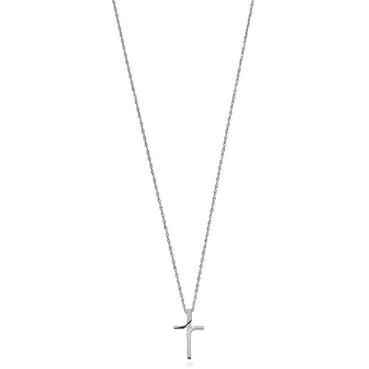 9ct White Gold 0.04ct Diamond Cross Pendant with 18in/45cm Chain - Fine Necklace - Certified – Luxury Jewellery by Imp