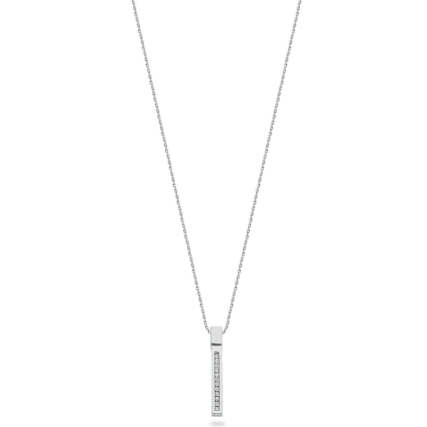 9ct White Gold 0.12ct Diamond Drop Pendant with 18in/45cm Chain - Fine Necklace - Certified A – Luxury Jewellery by Im