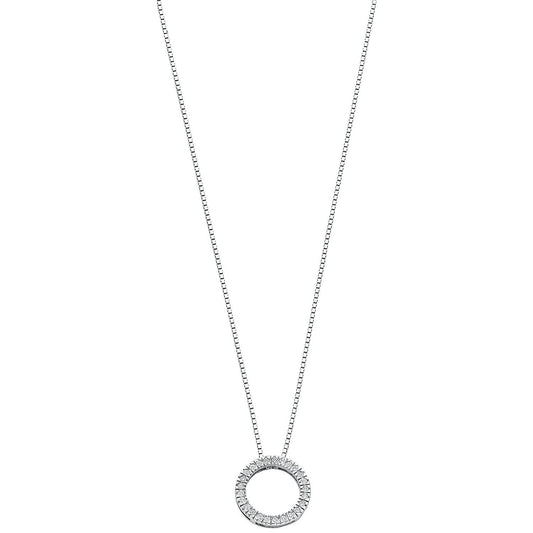 9ct White Gold 0.25ct Diamond Circle Pendant with 18in/45cm Chain - Fine Necklace - Certified – Luxury Jewellery by Im