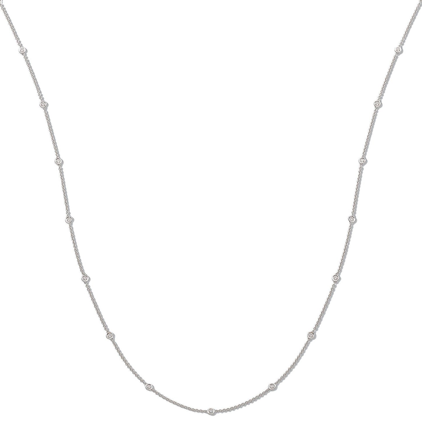 18ct White Gold 1.00ct Diamond By The Yard Necklace (36in/91cm)