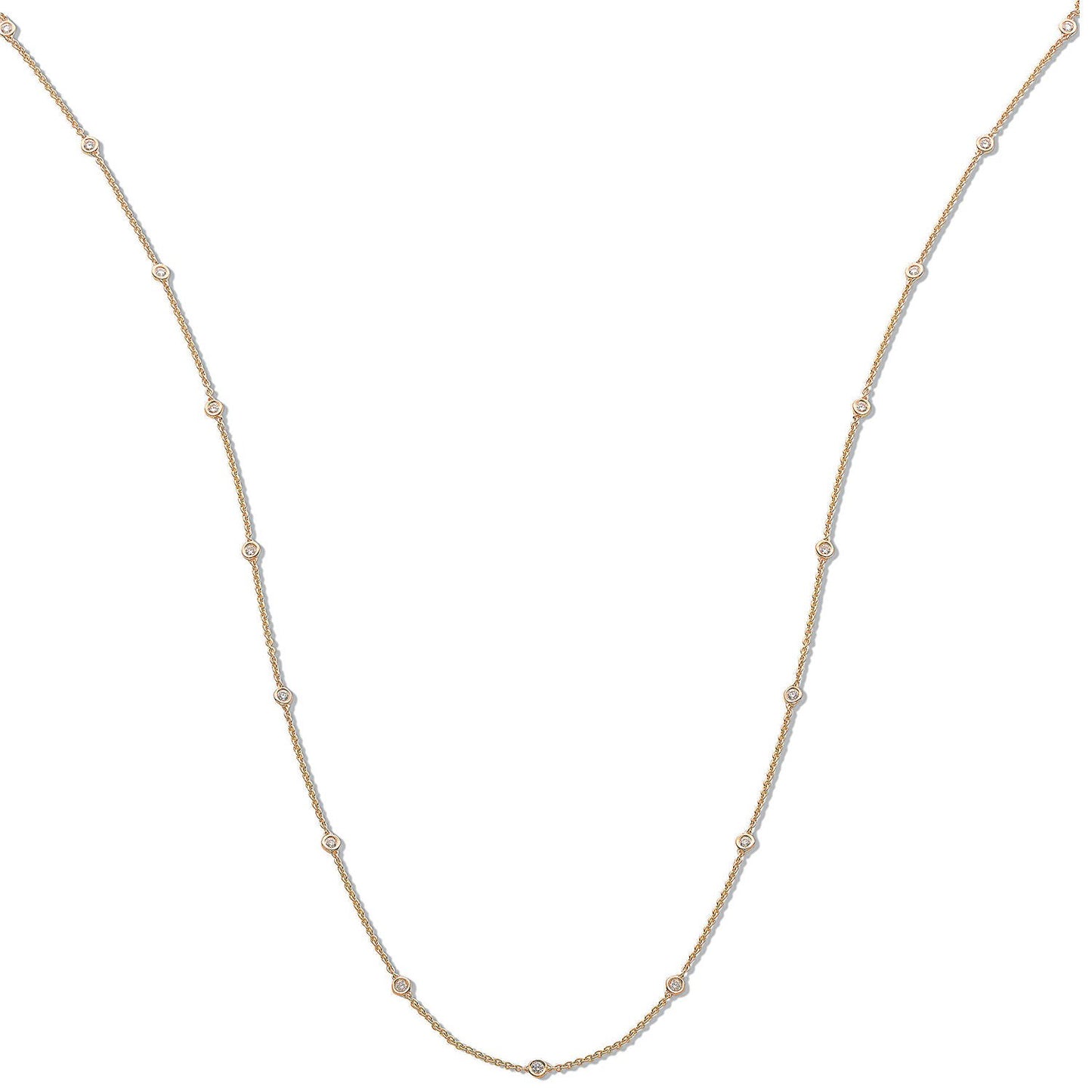 18ct Yellow Gold 1.00ct Diamond By The Yard Necklace (36in/91cm)