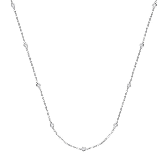 9ct White Gold 0.50ct Diamond by the Yard Necklace (18in/45cm) - Fine Necklace - Certified Au – Luxury Jewellery by Im