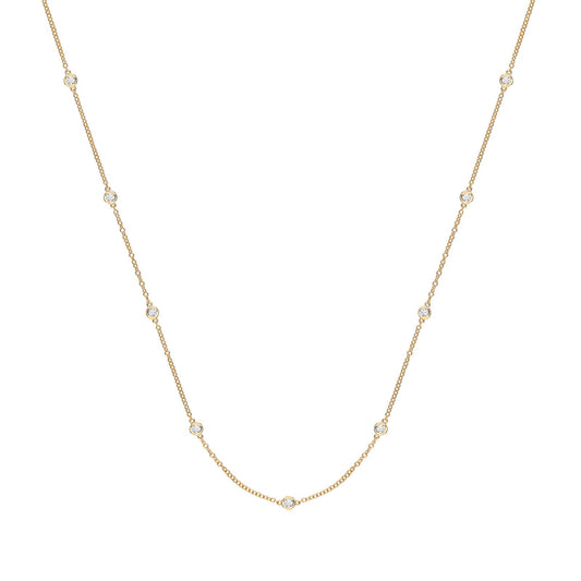 9ct Yellow Gold 0.50ct Rubover Diamond Chain (18in/45cm) - Fine Necklace - Certified Authenti – Luxury Jewellery by Im
