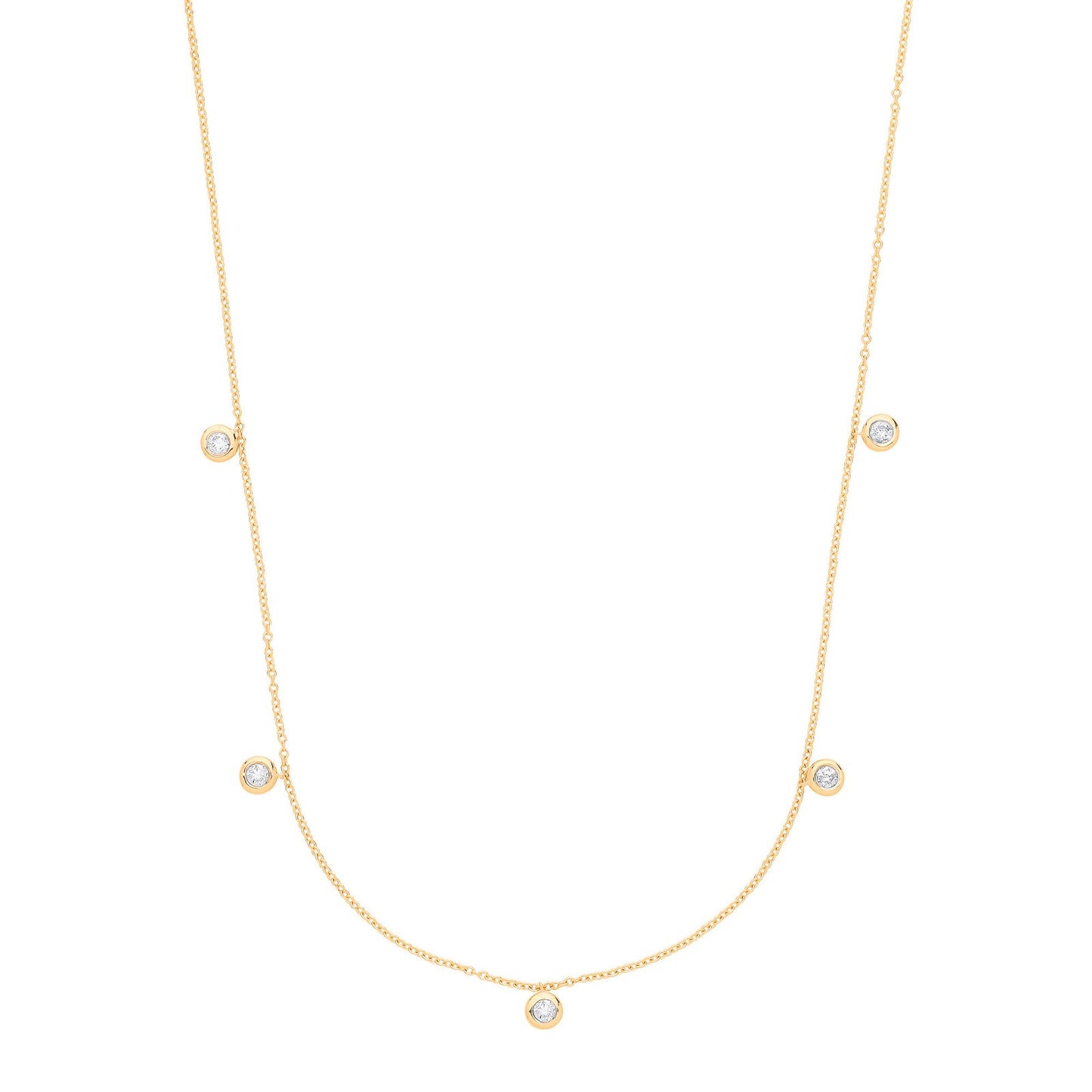 9ct Yellow Gold Rub-Over 0.25ctw Diamond (18in/45cm) Chain - Fine Necklace - Certified Authen – Luxury Jewellery by Im