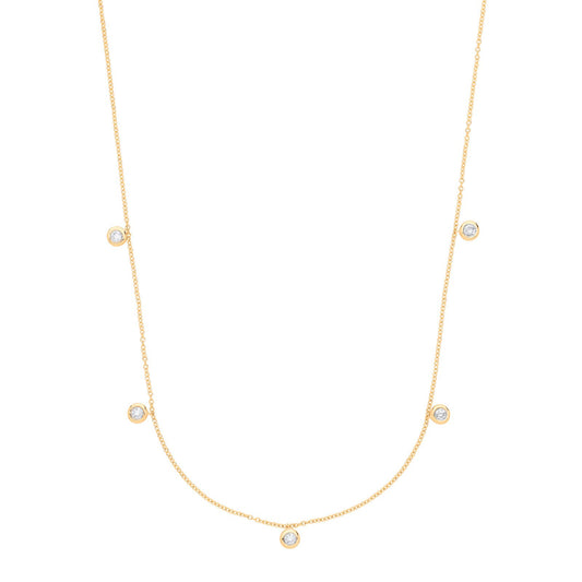 9ct Yellow Gold Rub-Over 0.25ctw Diamond (18in/45cm) Chain - Fine Necklace - Certified Authen – Luxury Jewellery by Im