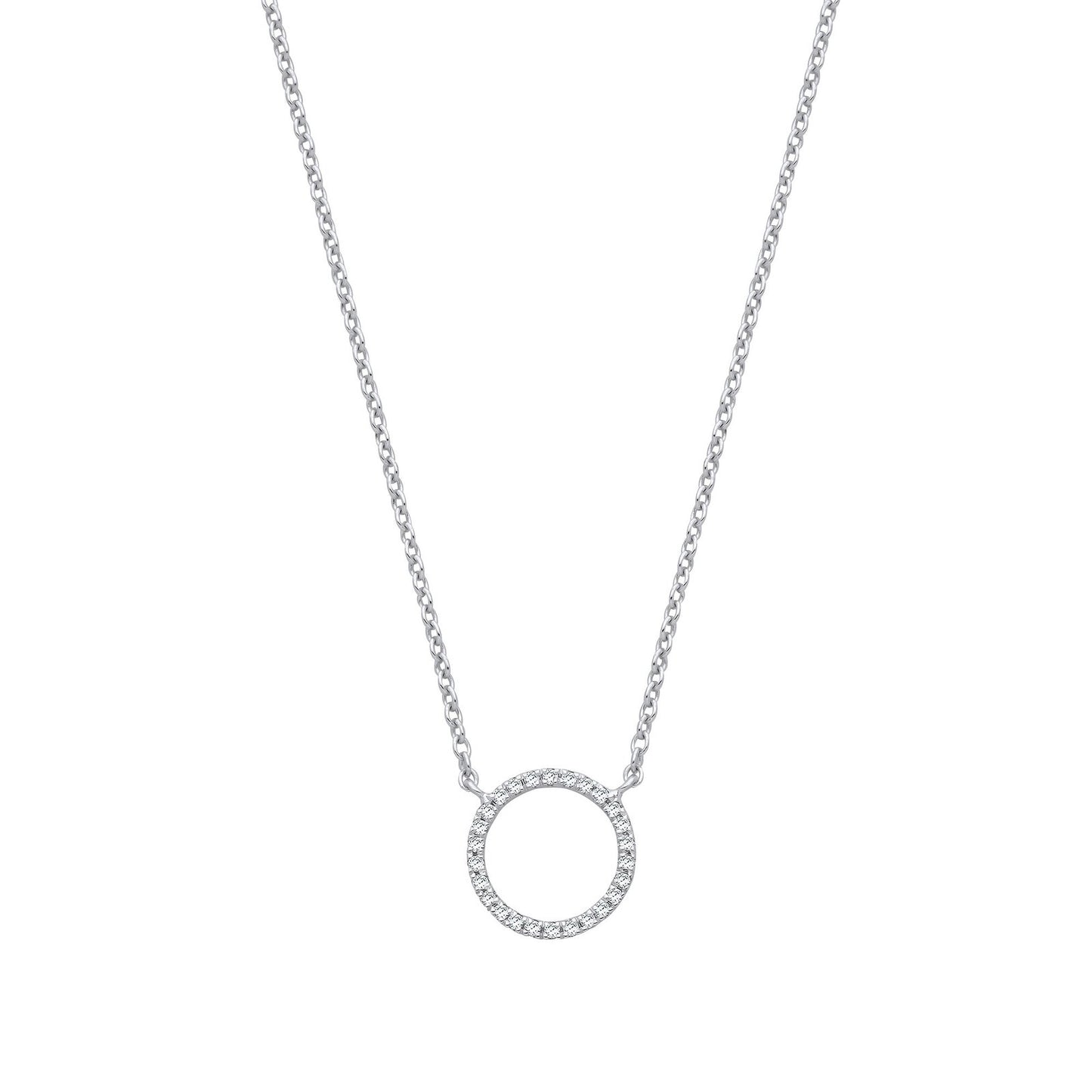 9ct White Gold 0.08ctw Necklace (Chain 17") - Fine Necklace - Certified Authentic - Swiss Mad – Luxury Jewellery by Im