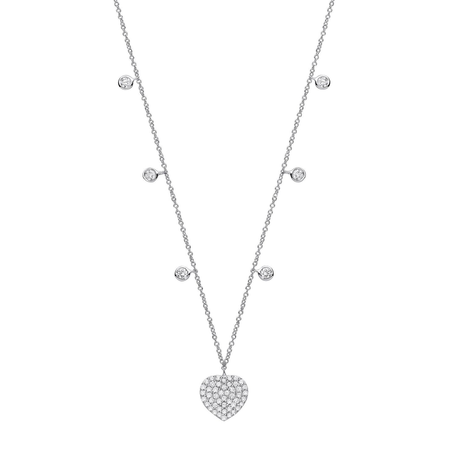 9ct White Gold 0.45ctw Heart Necklace - Fine Necklace - Certified Authentic - Swiss Made – Luxury Jewellery by Imperia