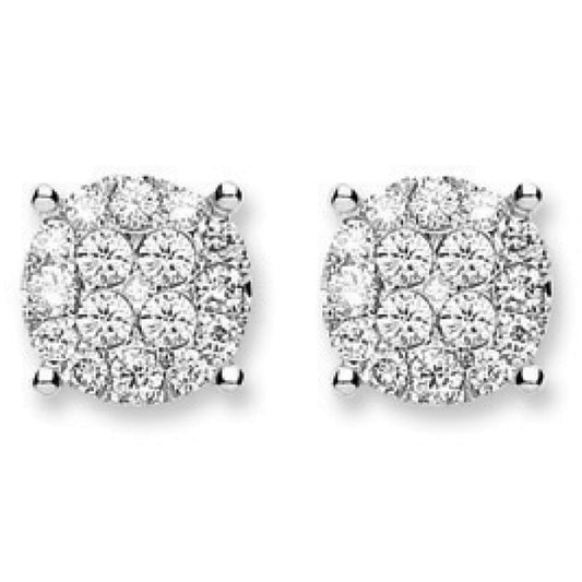 18ct White Gold 1.00ct Cluster Diamond Studs