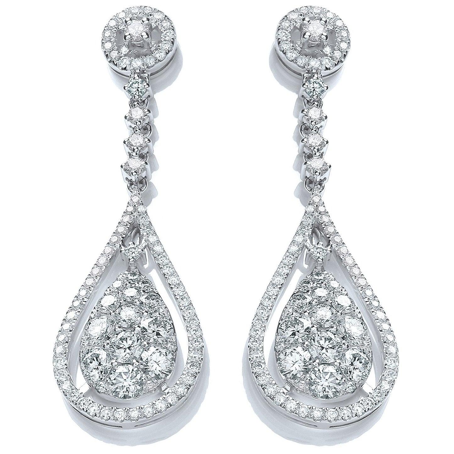 18ct White Gold 3.30ct Diamond Drop Earrings