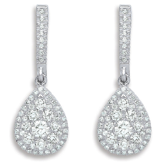 18ct White Gold 0.75ct Diamond Drop Earrings