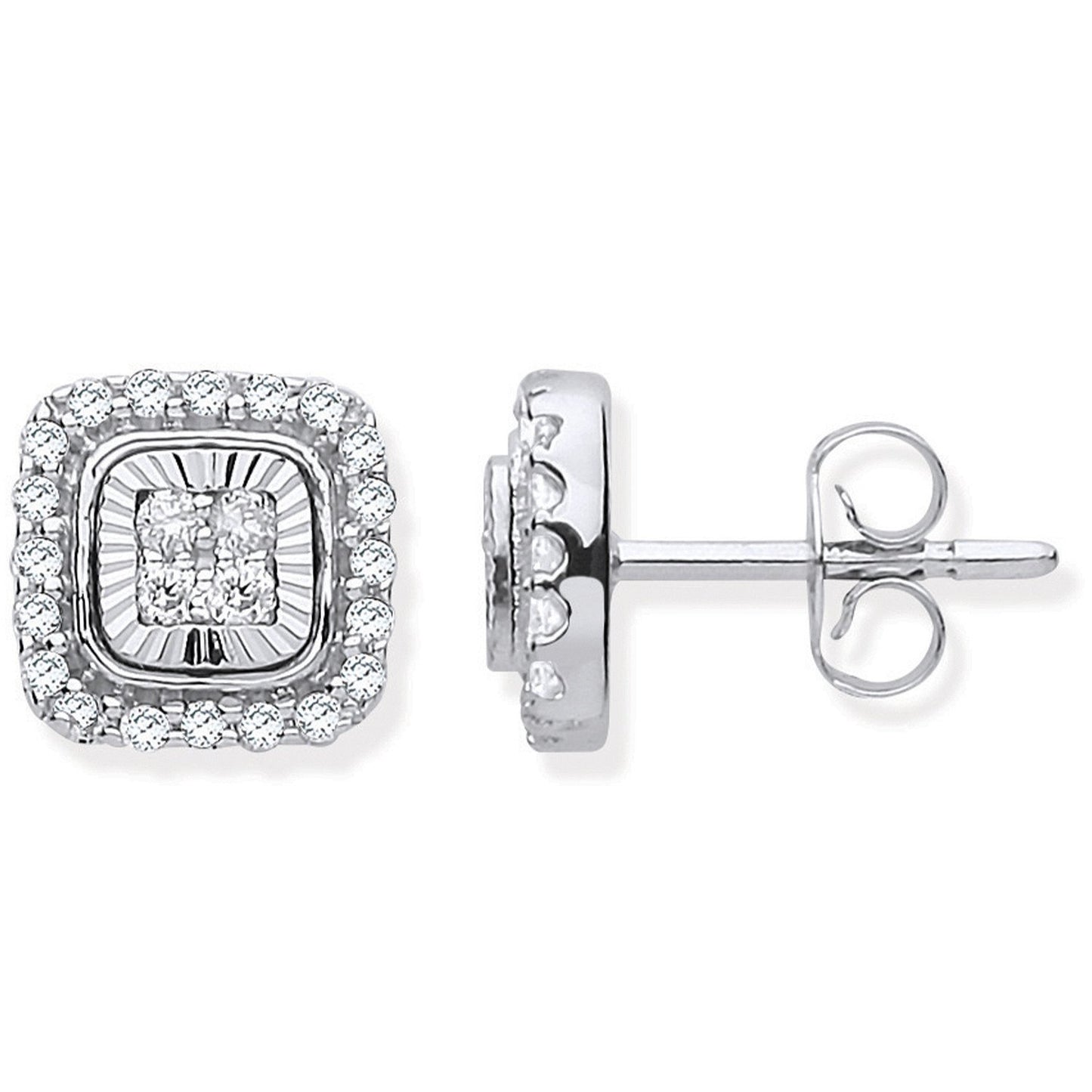 9ct Diamond Milled Bezel 0.33ctw Diamond Earrings - luxury watches London - Kensington jeweller | Imperial Time UK Ltd, Kensington