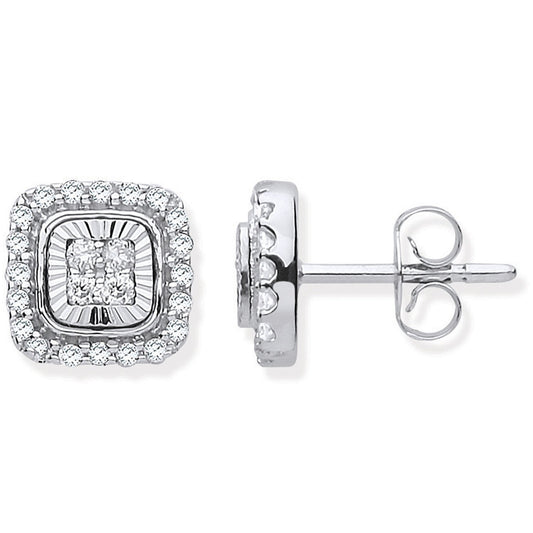 9ct Diamond Milled Bezel 0.33ctw Diamond Earrings - luxury watches London - Kensington jeweller | Imperial Time UK Ltd, Kensington