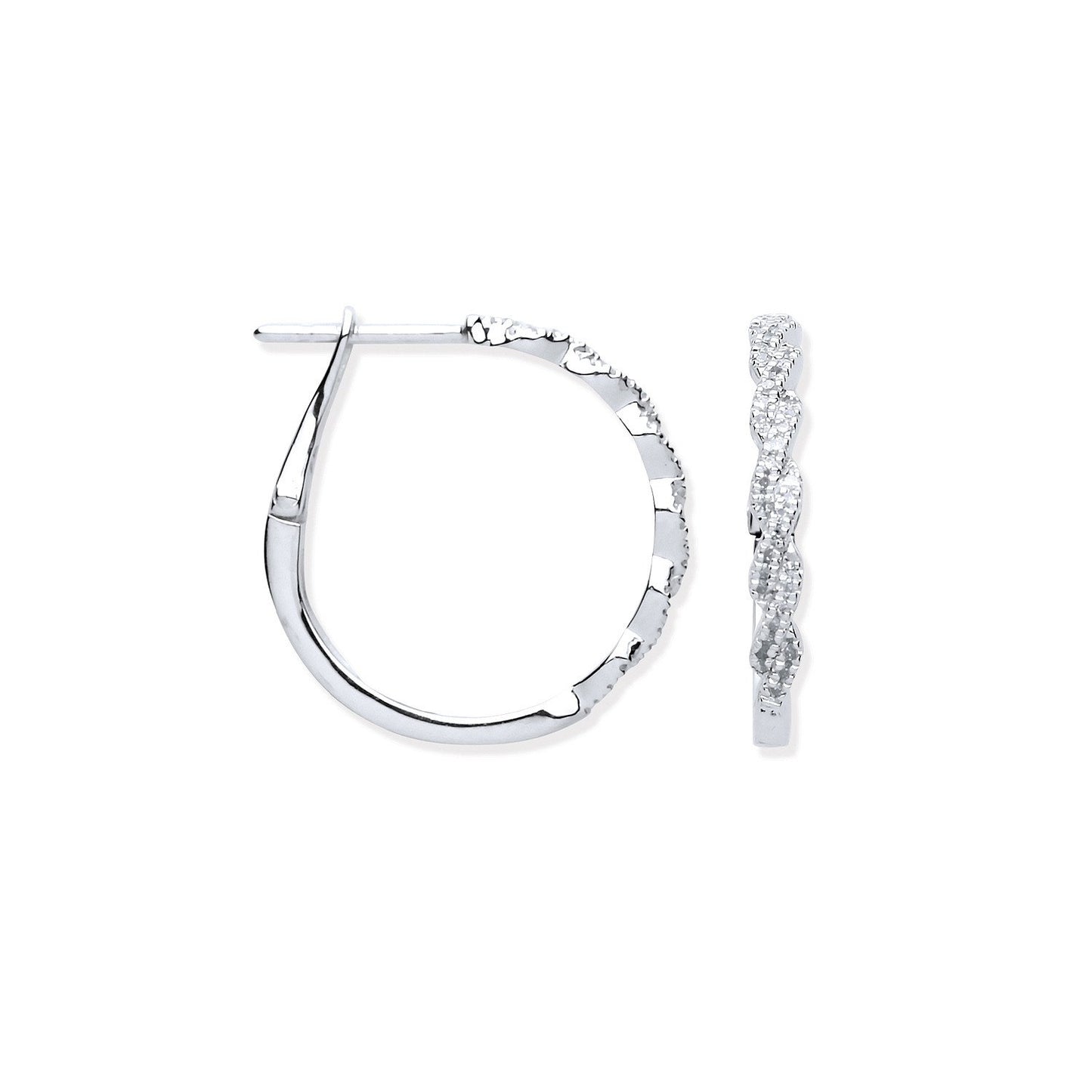 9ct White Gold 0.20ctw Twist Hoop Earrings - Fine Ring - Certified Authentic - Swiss Made – Luxury Jewellery by Imperi