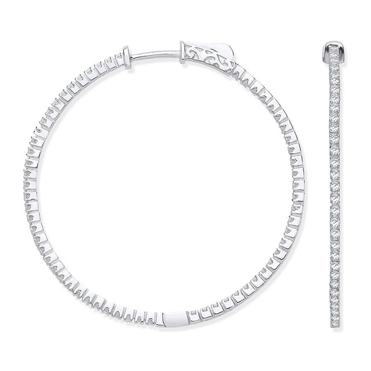 18ct White Gold 1.02ctw Diamond Set Inside & Outside Hoop Earrings