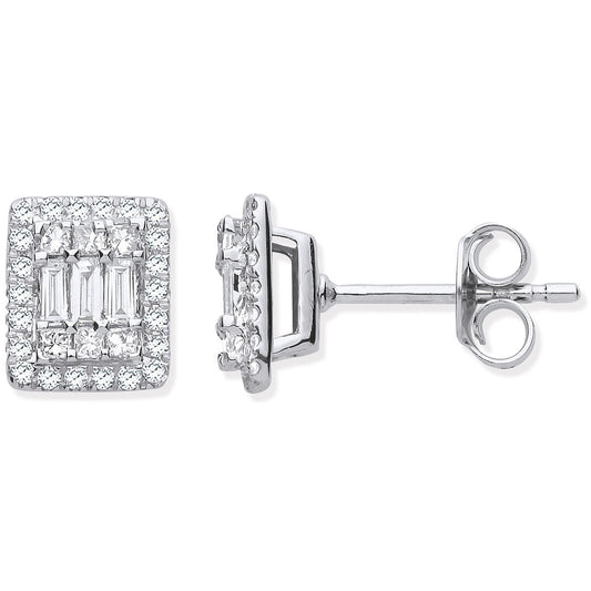 18ct White Gold Rectangular Studs Set With 0.50ctw Diamonds