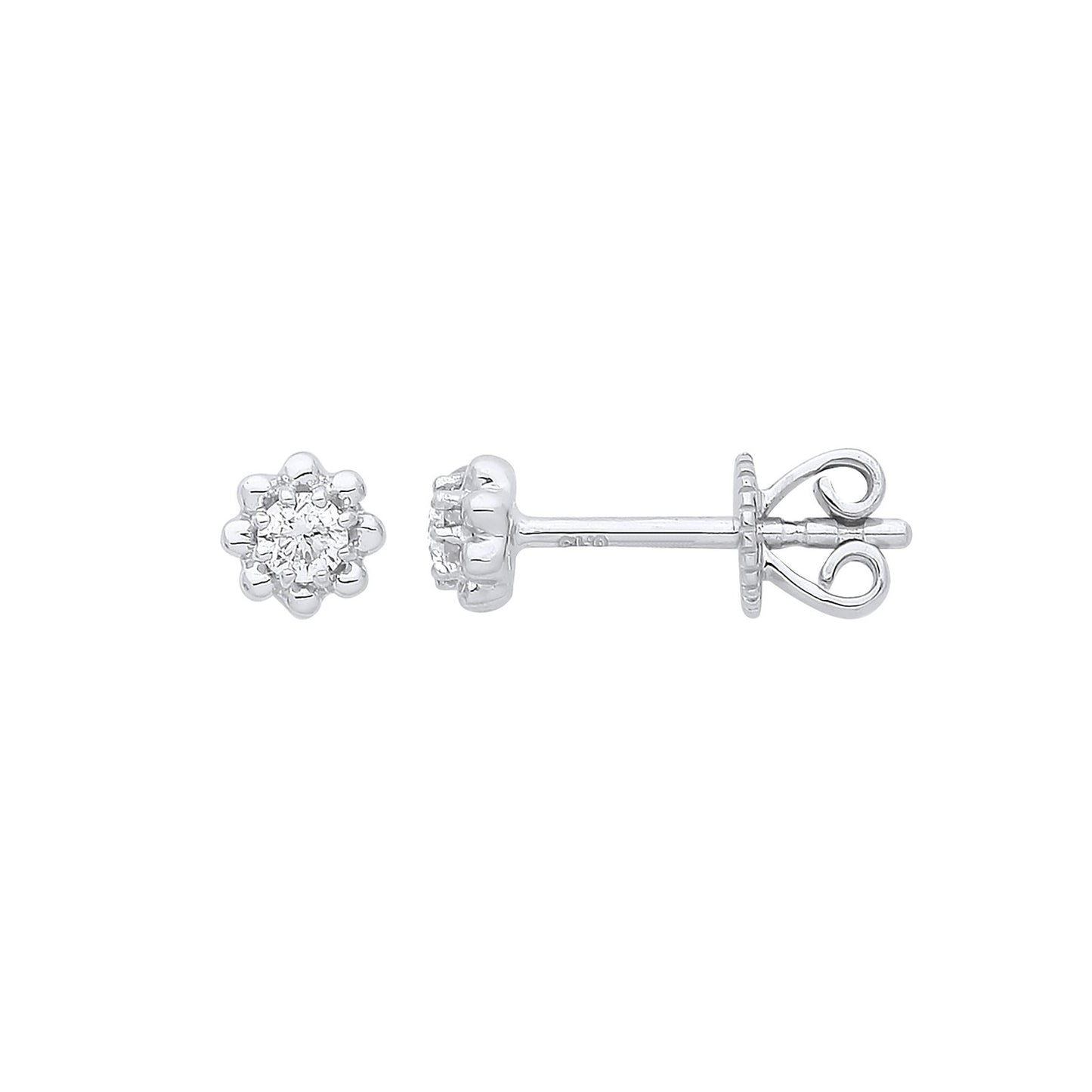 9ct White Gold 0.13ct Diamond Stud Earring - Fine Ring - Certified Authentic - Swiss Made – Luxury Jewellery by Imperi