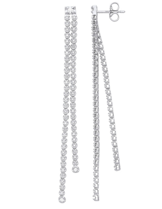 18ct White Gold Double Row 0.50ctw Drop Earrings