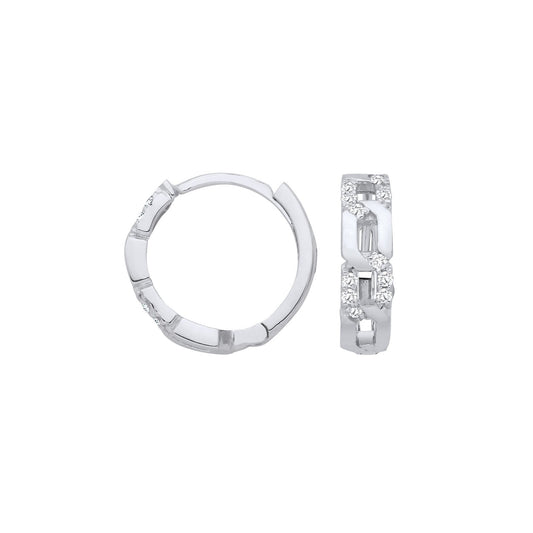 9ct White Gold 0.12ctw Diamond Huggie Earrings - Fine Ring - Certified Authentic - Swiss Made – Luxury Jewellery by Im