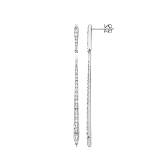 18ct White Gold 1.00ctw Drop Earrings