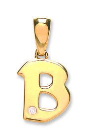 9ct Yellow Gold 0.01ct Diamond B Initial