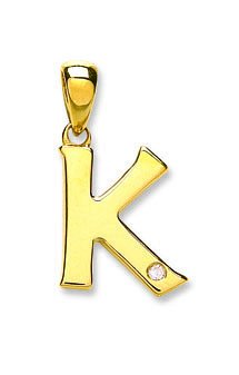 9ct Yellow Gold 0.01ct Diamond K Initial